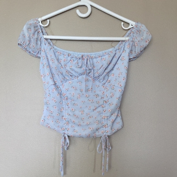 💥Buy2Get1Free💥Active USA Blue Puff Sleeve Smocked Blouse - Picture 1 of 4